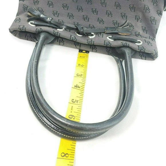 Vtg Dooney & Bourke Womens Black Signature Print Canvas Double Handles Tote Bag - Picture 12 of 15
